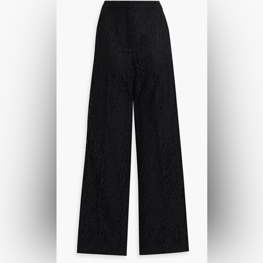 Theory Black Corded Floral Lace Textured Wide Leg Business Professional Pants
